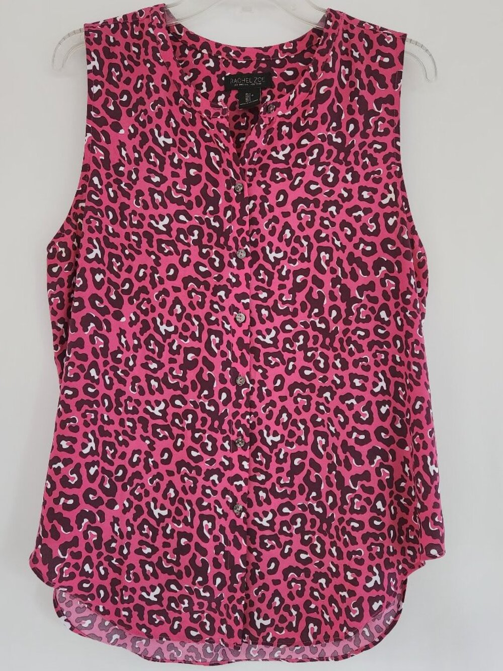 💖Rachel Zoe Pink Leopard Print Sleeveless Blouse | Size L💖